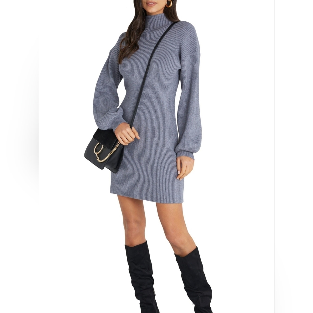 Vici funnel neck balloon sleeve sweater dress Large